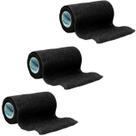 Faixa Elastica Autoaderente Preta Cohesive 10cm x 4,5m - 3 Unidades
