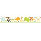 Faixa Papel De Parede Adesivo Infantil Animais Coloridos 100x15cm