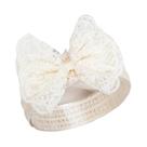 Faixas De Cabelo Para Bebês Princesa Em Renda Creme Com Laços De Pérola E Strass Para Meninas