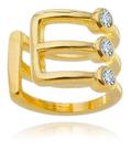 Fake Piercing Vicky 3 Filetes com Zircônia Cristal central banhado em ouro 18k