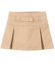 Falda IZOD para Niñas con Cintura Elástica, Plisada en Color Caqui para Uniforme Escolar, Talla 2T