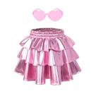 Falda Perfashion con Lentejuelas para Niñas Tutu Metálica de 3 Capas con Volantes