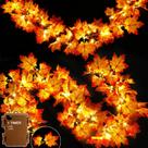 Fall Garland Pacote TURNMEON 2 com luzes de 20 pés no Dia de Ação de Graças no outono