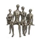 Família Abstrata Dourada Sentada Casal e dois Adolescentes