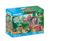 Familia de Triceratops de Playmobil con Huevo de Dino y Equipamiento de Investigación