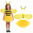 Fantasia Abelhinha Infantil Completa Kit com Asa Glitter Saia de Tule Amarela e Tiara