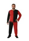 Fantasia adulto bobo da corte preto e vermelho