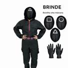 Fantasia adulto e infantil round 6 Macacão Preto luxo + brinde. Série netflix fantasia