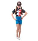 Fantasia Arlequina Infantil Verão Com Mascara - Super Hero Girls