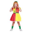 Fantasia Boneca Emília Infantil Completa Vestido Peruca e Polaina