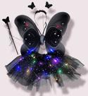 Fantasia Borboleta Infantil Asa Saia Tule Led Tiara Varinha