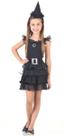 Fantasia Bruxa Black Halloween Infantil Vestido Chapéu Luxo