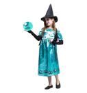 Fantasia Bruxa Briana Verde Infantil Com Colete de Halloween