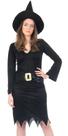 Fantasia Bruxa Feminina Adulto Vestido Preto Cinto e Chapéu