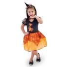 Fantasia Bruxa Infantil de Halloween Com Chapeu de Bruxa