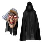 Fantasia Bruxa Realista Lingua Macara e Capa Preta Halloween