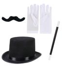 Fantasia Carnaval Adulta Kit Mágico com Cartola Varinha Bigode e Luva Fantasia Carnaval Adulta Kit Mágico com Cartola Varinha Bigode e Luva