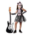 Fantasia Caveira Menina Halloween C/ Luva +Máscara Fantasia Caveira Menina Halloween C/ Luva +Máscara