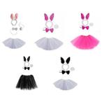 Fantasia Coelhinha Tiara Gravata Rabinho Saia 35cm - 4 Pçs Fantasia Coelhinha Tiara Gravata Rabinho Saia 35cm - 4 Pçs