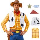 Fantasia: colete de cowboy, bandana, distintivo de xerife para homens, Halloween