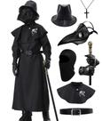 Fantasia Coseason Plague Doctor Kids de Halloween com máscara, chapéu e roupão