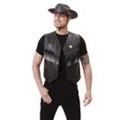 Fantasia Cowboy Preto Adulto Kit Junino com Colete e Chapéu Fantasia Cowboy Preto Adulto Kit Junino com Colete e Chapéu