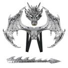 Fantasia CRTEPST Dragon para crianças, meninos e meninas, com máscara de cauda de asa