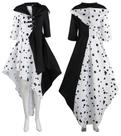 Fantasia Cruella Devil, vestido de cosplay feminino, de Halloween com peruca