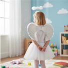Fantasia de Anjo Infantil Cupido C/ Asa Aureola e Saia - 3 Pçs Festas