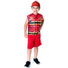 Fantasia de Bombeiro com Chapéu Capacete Infantil P M G GG