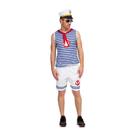 Fantasia De Carnaval Masculina Roupa de Marinheiro Adulto Com Quepe