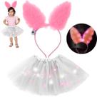 Fantasia De Coelho Pascoa Meninas Saia Tule Com Tiara Led