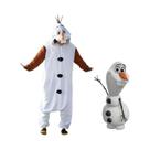 Fantasia De Cosplay De Boneco De Neve Olaf Branco Para Adultos, Macacão De Fleece, Pijamas De