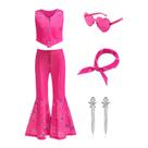 Fantasia de cowgirl ZaPlute Pink de 5 a 12 anos com 6 peças para meninas