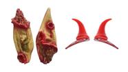 Fantasia de diabo orelha latex e chifre halloween festas