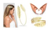 Fantasia de Elfo Tiara Bracelete e Orelha Latex Festas