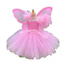 Fantasia De Fada Rosa Para Meninas Com Glitter, Tutu, Flor E Laço De Cabelo Com Asas Para