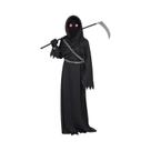 Fantasia De Halloween De Fantasma Com Olhos Vermelhos E Foice Do Ceifador Para Crianças