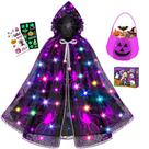 Fantasia de Halloween Jeowoqao Light up Witch Cape Girl de 3 a 6 anos