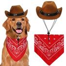 Fantasia de Halloween para cães GOYOSWA Chapéu de cowboy e bandana para cães Fantasia de Halloween para cães GOYOSWA Chapéu de cowboy e bandana para cães