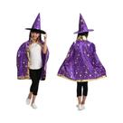 Fantasia De Halloween Para Crianças, Capa De Cetim Com Chapéu, Fantasia De Mago Ou Bruxa Para Festa,