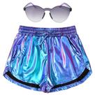 Fantasia de Halloween: shorts metálicos femininos e roupas alienígenas