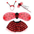 Fantasia De Joaninha Kit Asa Varinha Tiara Saia Cosplay Carnaval Bloquinho