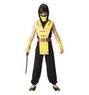 Fantasia de Ninja Infantil Samurai Amarelo Com Capuz e Máscara