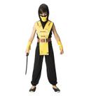 Fantasia de Ninja Infantil Samurai Amarelo Com Capuz e Máscara Fantasia de Ninja Infantil Samurai Amarelo Com Capuz e Máscara