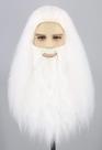 Fantasia de peruca e barba para homens Wizard Cosplay White Long Hair
