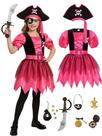 Fantasia de pirata Bordazor Kids Buccaneer Dress para meninas de 3 a 4 anos