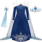 Fantasia de Princesa Knemmy para Meninas - Vestido Azul para Halloween