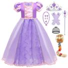 Fantasia de princesa Luzlen Purple Rapunzel para meninas de 6 a 7 anos