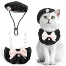 Fantasia de princesa para animais de estimação, chapéu de boina de gato HOWWFALY com bandana de gravata borboleta